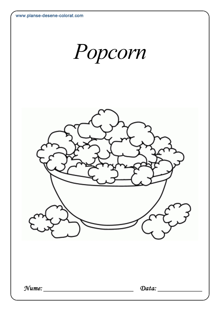 desene de colorat cu alimente popcorn